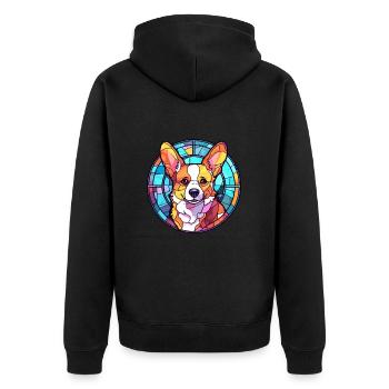 Corgi Hund Buntes Glas Bunte Karikatur Kawaii An - Unisex Premium Bio Zip Hoodie - Schwarz - Hinten - Nico (187cm)