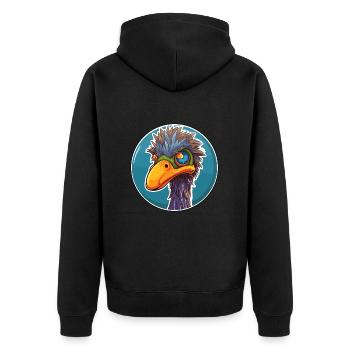 Emu Buntglas Bunte Karikatur Kawaii Tier - Unisex Premium Bio Zip Hoodie - Schwarz - Hinten - Nico (187cm)