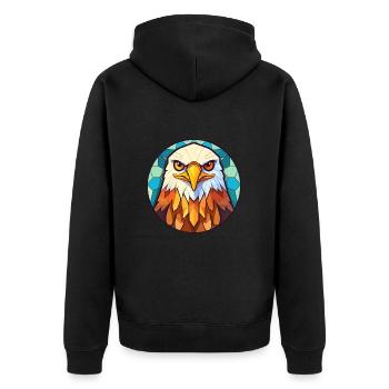 Falke Buntglas Bunte Karikatur Kawaii Anima - Unisex Premium Bio Zip Hoodie - Schwarz - Hinten - Nico (187cm)