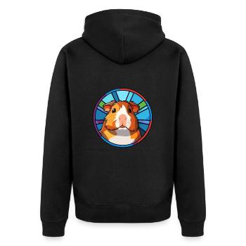 Cochon d’Inde vitrail coloré Cartoon Kawaii A - Veste à capuche bio Premium Unisexe - noir - Dos - Nico (187cm)