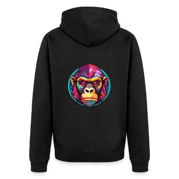 Gorilla Stained Glass Colorful Cartoon Kawaii Anim - Unisex Premium Organic Zip Hoodie - black - Back - Nico (187cm)