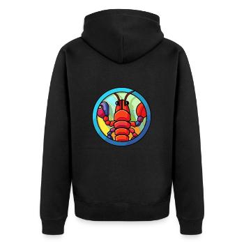 Craw Buntes Buntes Cartoon-Kawaii-Tier - Unisex Premium Bio Zip Hoodie - Schwarz - Hinten - Nico (187cm)