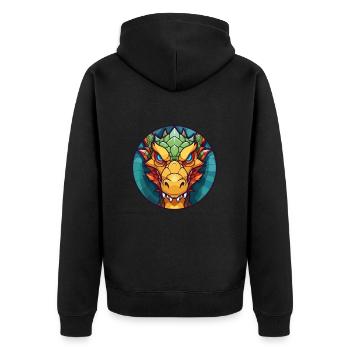 Drache Buntes Glas Bunte Karikatur Kawaii Anima - Unisex Premium Bio Zip Hoodie - Schwarz - Hinten - Nico (187cm)