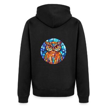 Eule Buntglas Bunte Karikatur Kawaii Tier - Unisex Premium Bio Zip Hoodie - Schwarz - Hinten - Nico (187cm)