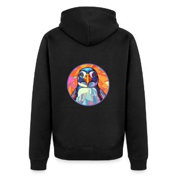 Pingouin vitrail coloré dessin animé Kawaii Anim - Veste à capuche bio Premium Unisexe - noir - Dos - Nico (187cm)