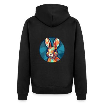 Lapin vitrail coloré dessin animé Kawaii Anima - Veste à capuche bio Premium Unisexe - noir - Dos - Nico (187cm)