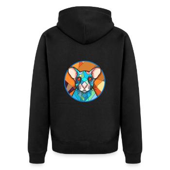Ratten-Buntglas-Cartoon-Kawaii-Tier - Unisex Premium Bio Zip Hoodie - Schwarz - Hinten - Nico (187cm)