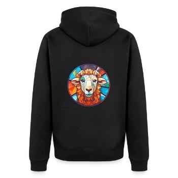 Schaf Buntes Glas Bunte Karikatur Kawaii Tier - Unisex Premium Bio Zip Hoodie - Schwarz - Hinten - Nico (187cm)