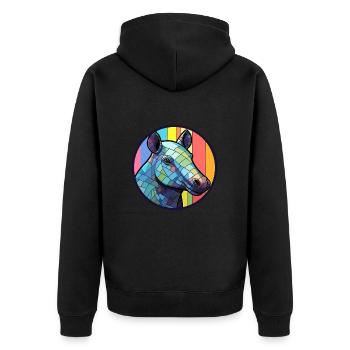 Tapir vitrail coloré dessin animé Kawaii Animal - Veste à capuche bio Premium Unisexe - noir - Dos - Nico (187cm)