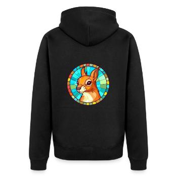 Squirrel Stained Glass Colorful Cartoon Kawaii Ani - Unisex Premium Organic Zip Hoodie - black - Back - Nico (187cm)