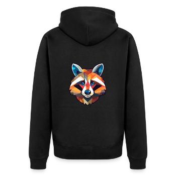 Raton laveur vitrail coloré dessin animé Kawaii Anim - Veste à capuche bio Premium Unisexe - noir - Dos - Nico (187cm)