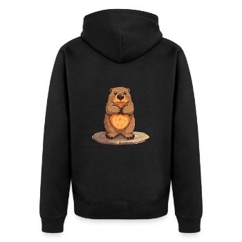 Beaver Cute Happy Kawaii Cartoon Clipart Animal - Unisex Premium Organic Zip Hoodie - black - Back - Nico (187cm)
