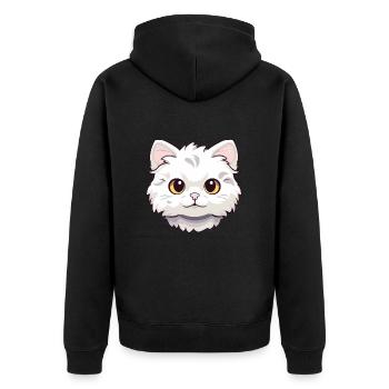 Américain Curl Chat Mignon Heureux Kawaii Cartoon Clipar - Veste à capuche bio Premium Unisexe - noir - Dos - Nico (187cm)