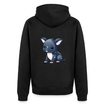 Tapir mignon heureux kawaii dessin animé Clipart Animal - Veste à capuche bio Premium Unisexe - noir - Dos - Nico (187cm)