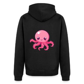 Poulpe mignon heureux kawaii dessin animé Clipart Animal - Veste à capuche bio Premium Unisexe - noir - Dos - Nico (187cm)