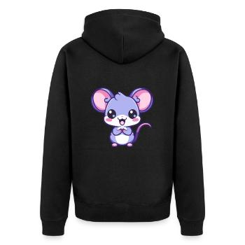 ratte niedlich glücklich kawaii cartoon clipart tier - Unisex Premium Bio Zip Hoodie - Schwarz - Hinten - Nico (187cm)