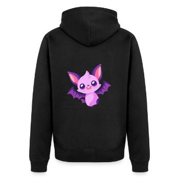 Fledermaus niedlich glücklich kawaii cartoon clipart tier - Unisex Premium Bio Zip Hoodie - Schwarz - Hinten - Nico (187cm)