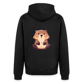 Beaver Cute Happy Kawaii Cartoon Clipart Animal - Unisex Premium Organic Zip Hoodie - black - Back - Nico (187cm)