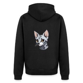 Chat Mau égyptien mignon heureux Kawaii Cartoon Clipart - Veste à capuche bio Premium Unisexe - noir - Dos - Nico (187cm)
