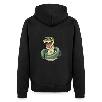 Anaconda Niedliche Glückliche Kawaii Cartoon Clipart Tier - Unisex Premium Bio Zip Hoodie - Schwarz - Hinten - Nico (187cm)