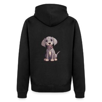 Weimaraner Hund Niedlich Glücklich Kawaii Cartoon Clipart A - Unisex Premium Bio Zip Hoodie - Schwarz - Hinten - Nico (187cm)