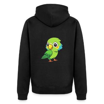 Papagei Niedlich Glücklich Kawaii Cartoon Clipart Tier - Unisex Premium Bio Zip Hoodie - Schwarz - Hinten - Nico (187cm)