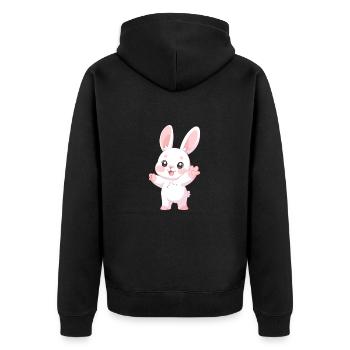 Rabbit Cute Happy Kawaii Cartoon Clipart Animal - Unisex Premium Organic Zip Hoodie - black - Back - Nico (187cm)