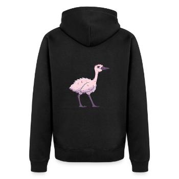 Strauß Niedlich Glücklich Kawaii Cartoon Clipart Tier - Unisex Premium Bio Zip Hoodie - Schwarz - Hinten - Nico (187cm)