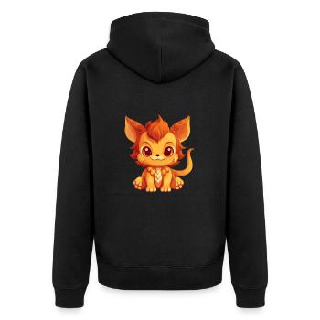 Chimera Niedlich Glücklich Kawaii Cartoon Clipart Tier - Unisex Premium Bio Zip Hoodie - Schwarz - Hinten - Nico (187cm)