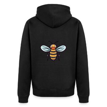 Abeille mignon heureux kawaii dessin animé Clipart Animal - Veste à capuche bio Premium Unisexe - noir - Dos - Nico (187cm)