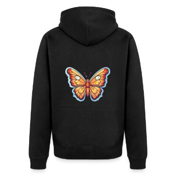 papillon mignon heureux kawaii dessin animé clipart animal - Veste à capuche bio Premium Unisexe - noir - Dos - Nico (187cm)