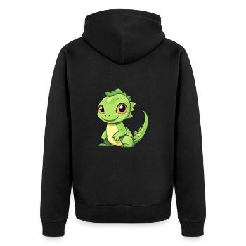 Iguana Cute Happy Kawaii Cartoon Clipart Animal - Unisex Premium Organic Zip Hoodie - black - Back - Nico (187cm)