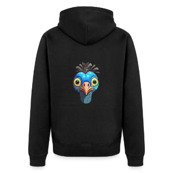 Pfau Niedlich Glücklich Kawaii Cartoon Clipart Tier - Unisex Premium Bio Zip Hoodie - Schwarz - Hinten - Nico (187cm)
