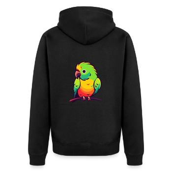 Papagei Niedlich Glücklich Kawaii Cartoon Clipart Tier - Unisex Premium Bio Zip Hoodie - Schwarz - Hinten - Nico (187cm)