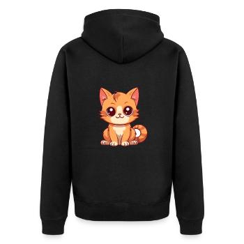 Katze niedlich glücklich kawaii cartoon clipart tier - Unisex Premium Bio Zip Hoodie - Schwarz - Hinten - Nico (187cm)