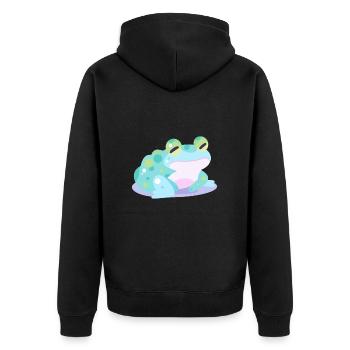 Frosch Niedlich Glücklich Kawaii Cartoon Clipart Tier - Unisex Premium Bio Zip Hoodie - Schwarz - Hinten - Nico (187cm)