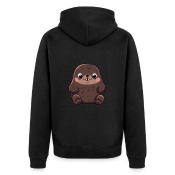 Taupe Mignon Heureux Kawaii Cartoon Clipart Animal - Veste à capuche bio Premium Unisexe - noir - Dos - Nico (187cm)
