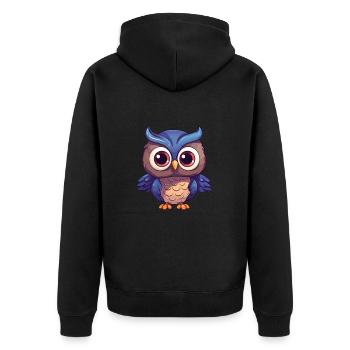 Eule Niedlich Glücklich Kawaii Cartoon Clipart Tier - Unisex Premium Bio Zip Hoodie - Schwarz - Hinten - Nico (187cm)