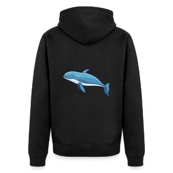 Wal Niedlich Glücklich Kawaii Cartoon Clipart Tier - Unisex Premium Bio Zip Hoodie - Schwarz - Hinten - Nico (187cm)