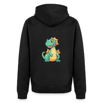 Drache Niedlich Glücklich Kawaii Cartoon Clipart Tier - Unisex Premium Bio Zip Hoodie - Schwarz - Hinten - Nico (187cm)