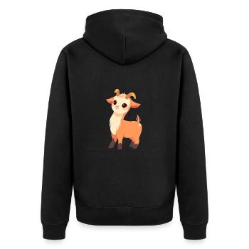 Ziege niedlich glücklich kawaii cartoon Clipart Tier - Unisex Premium Bio Zip Hoodie - Schwarz - Hinten - Nico (187cm)