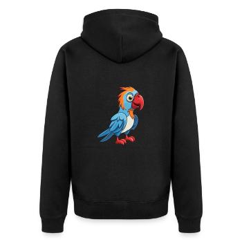 Papagei Niedlich Glücklich Kawaii Cartoon Clipart Tier - Unisex Premium Bio Zip Hoodie - Schwarz - Hinten - Nico (187cm)