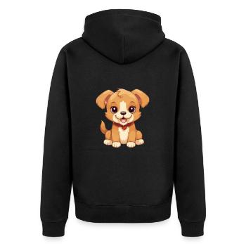 Chien jouet russe mignon heureux Kawaii Cartoon Clipart - Veste à capuche bio Premium Unisexe - noir - Dos - Nico (187cm)