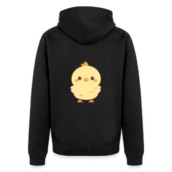 Poussin Mignon Heureux Kawaii Cartoon Clipart Animal - Veste à capuche bio Premium Unisexe - noir - Dos - Nico (187cm)