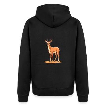 Antilope Niedlich Glücklich Kawaii Cartoon Clipart Tier - Unisex Premium Bio Zip Hoodie - Schwarz - Hinten - Nico (187cm)