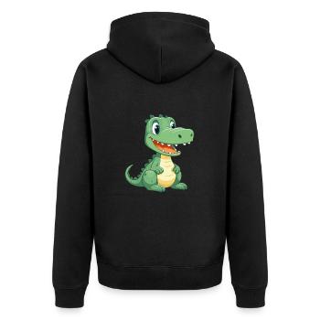 Crocodile mignon heureux kawaii dessin animé Clipart Animal - Veste à capuche bio Premium Unisexe - noir - Dos - Nico (187cm)