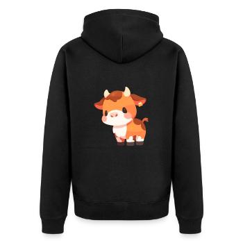 Vache Mignon Heureux Kawaii Dessin Animé Clipart Animal - Veste à capuche bio Premium Unisexe - noir - Dos - Nico (187cm)