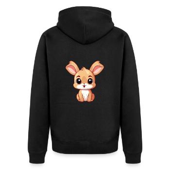 Rabbit Cute Happy Kawaii Cartoon Clipart Animal - Unisex Premium Organic Zip Hoodie - black - Back - Nico (187cm)