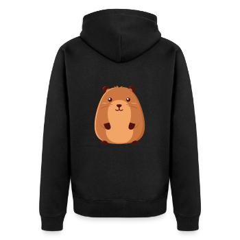Capybara Süßes glückliches Kawaii Cartoon Clipart Tier - Unisex Premium Bio Zip Hoodie - Schwarz - Hinten - Nico (187cm)