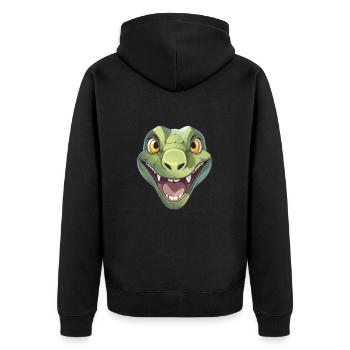 Anakonda Niedlich Glücklich Kawaii Cartoon Clipart Tier - Unisex Premium Bio Zip Hoodie - Schwarz - Hinten - Nico (187cm)